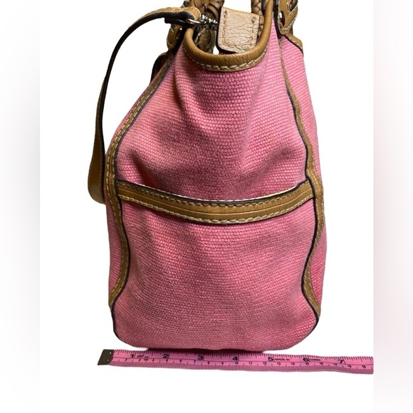 Fossil Modern Vintage Pink Canvas & Leather Convertible Crossbody Satchel Bag - Picture 10 of 15